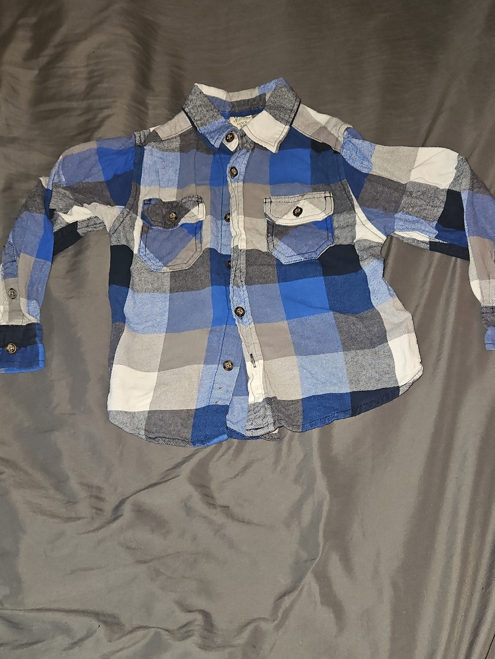 Blue Plaid Button-Up Shirt for Kids